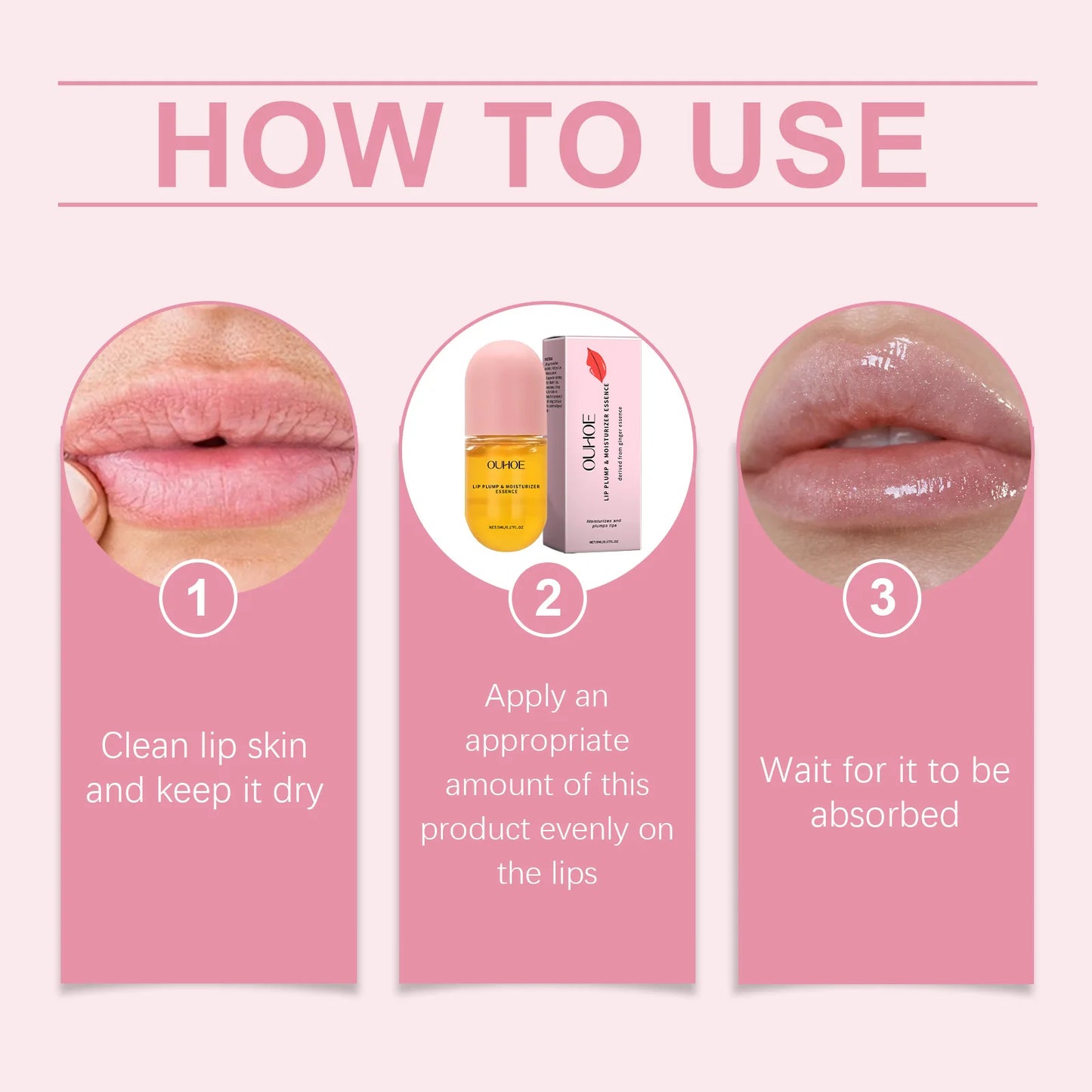 Ouhoe 5ml Long Lasting Lip Plumper Oil Instant Volumising Reduce Melanin Dead Skin Repair Dry Brightening Lip Color Lipgloss Oil