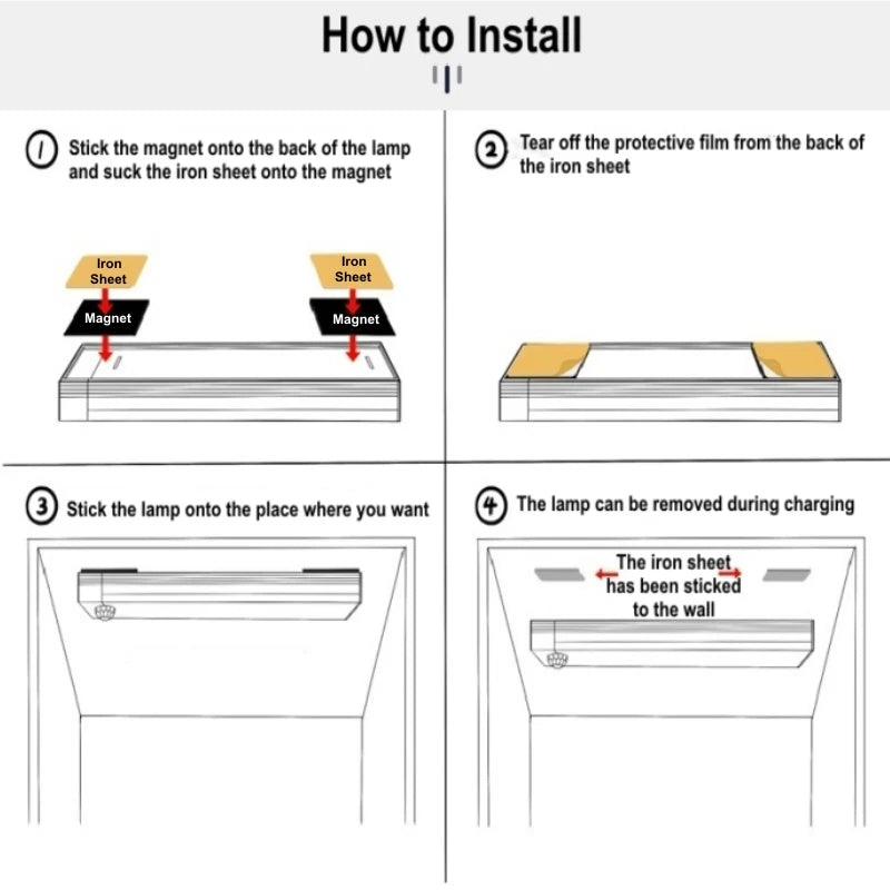 Rechargeable Motion Sensor LED Bar Light Induction Night Light Portable Cordless Magnetic Cabinet Lamp for Kitchen Bedside
