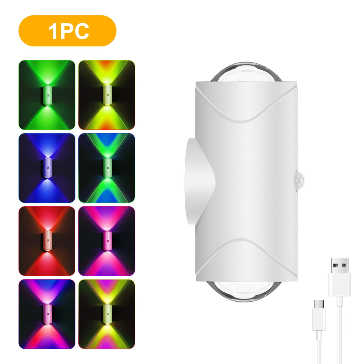 LED Motion Sensor Wall Sconce Lights, 3 Modes, 8 Lighting Colors, USB Rechargeable Magnetic Night Lamp for Bedroom, Bathroom