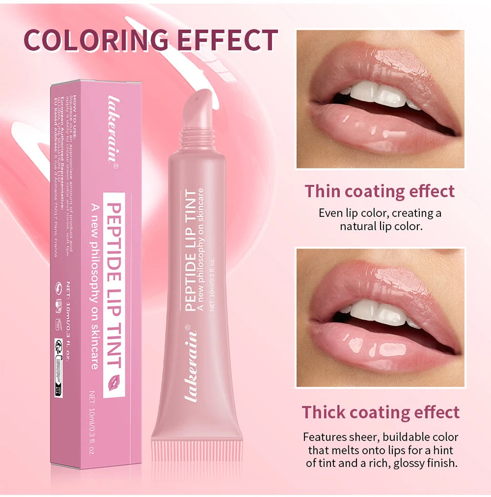 Lakerain 10ml Lip Balm Gel Texture Long Lasting Moisturizing Restore Replenish Non-Sticky Fragrance-Free Tinted Lip Serum Makeup