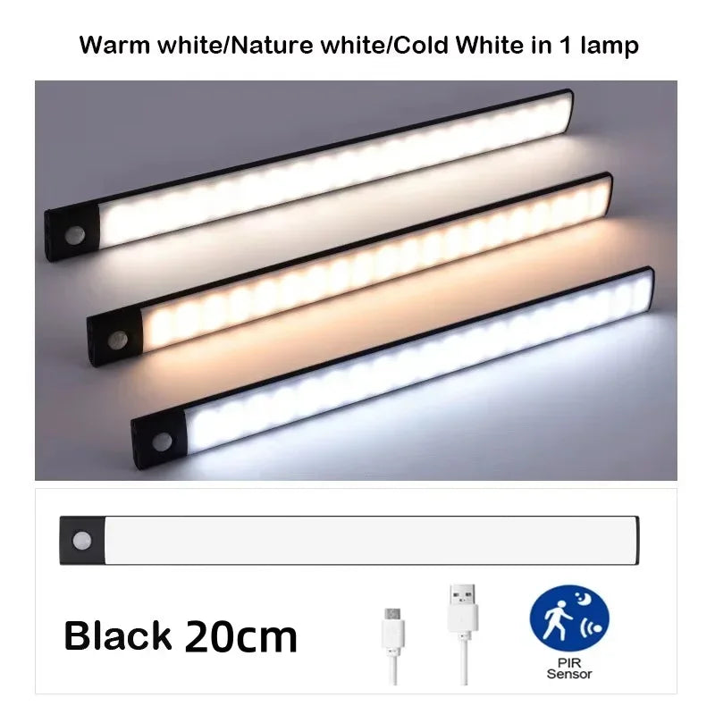 LED Closet Lights Motion Sensor Lamp Wireless Rechargeable Cabinet Night Light For Kitchen Bedroom Wardrobe Sensor Night Lamp