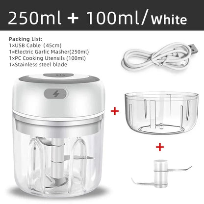 Electric Mini Garlic Chopper,100/250ML Food Chopper Garlic Mincer USB Garlic Chopper,Chili Chopper,Portable Small Food Processor