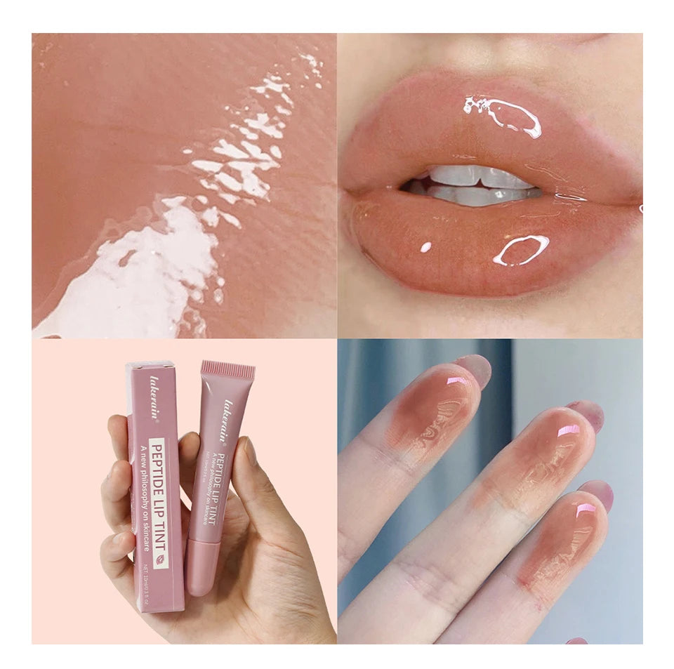 Lakerain 10ml Lip Balm Gel Texture Long Lasting Moisturizing Restore Replenish Non-Sticky Fragrance-Free Tinted Lip Serum Makeup