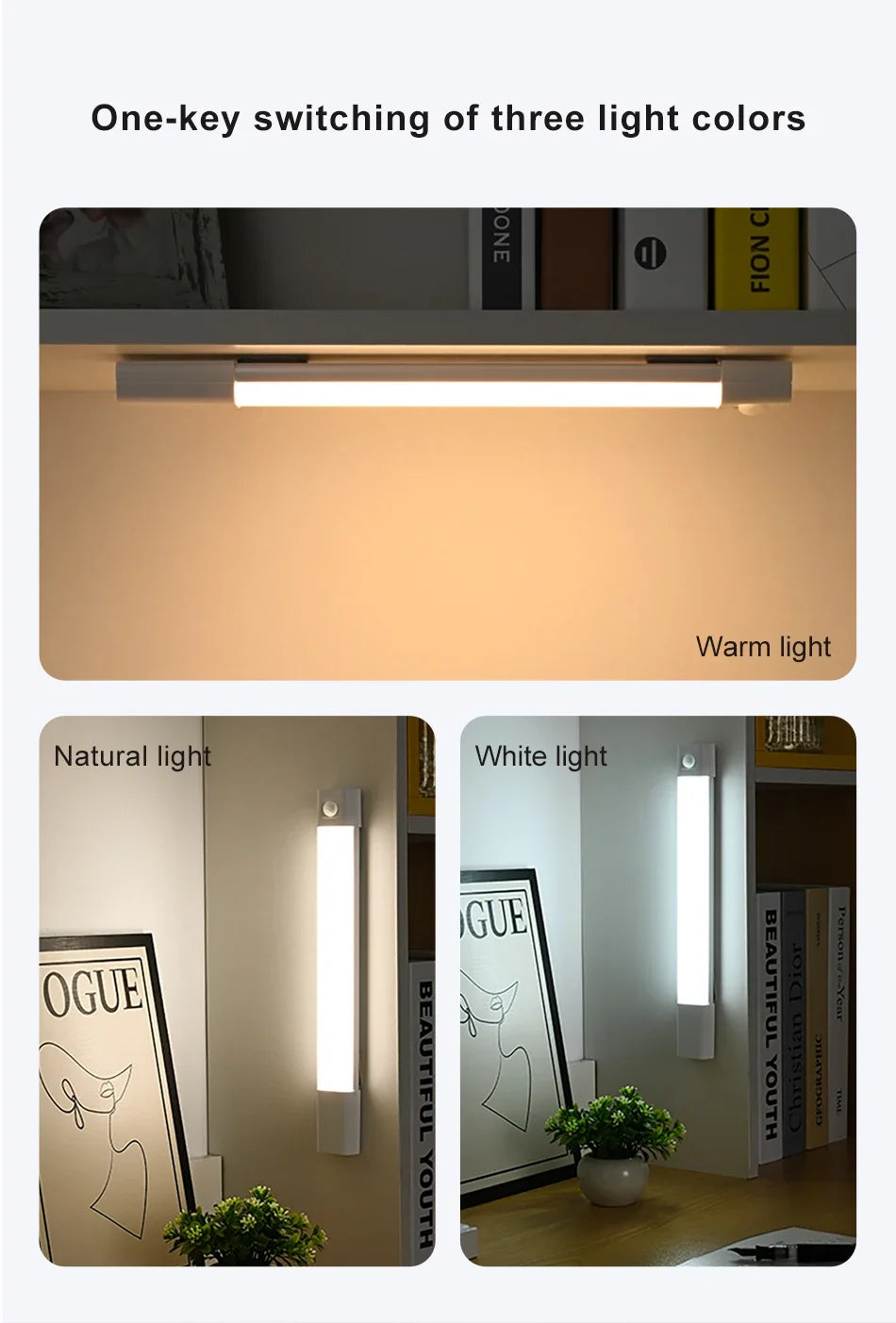LED Closet Lights Motion Sensor Lamp Wireless Rechargeable Cabinet Night Light For Kitchen Bedroom Wardrobe Sensor Night Lamp