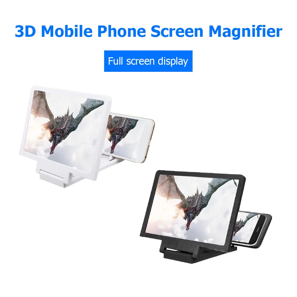 3D Mobile Phone Screen Magnifier HD Amplifying Stand Folding Smartphone Holder Magnifying Glass Smartphone Holder