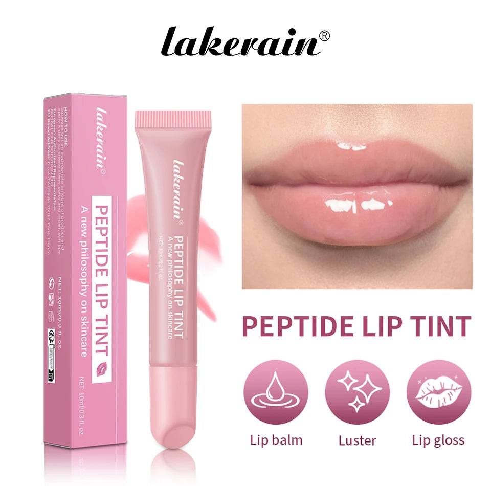 Lakerain 10ml Lip Balm Gel Texture Long Lasting Moisturizing Restore Replenish Non-Sticky Fragrance-Free Tinted Lip Serum Makeup