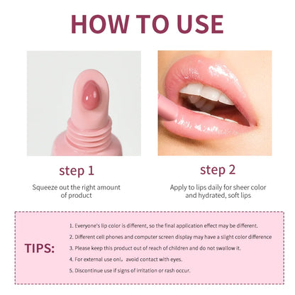 Lakerain 10ml Lip Balm Gel Texture Long Lasting Moisturizing Restore Replenish Non-Sticky Fragrance-Free Tinted Lip Serum Makeup