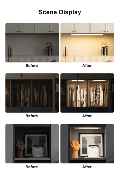 LED Closet Lights Motion Sensor Lamp Wireless Rechargeable Cabinet Night Light For Kitchen Bedroom Wardrobe Sensor Night Lamp