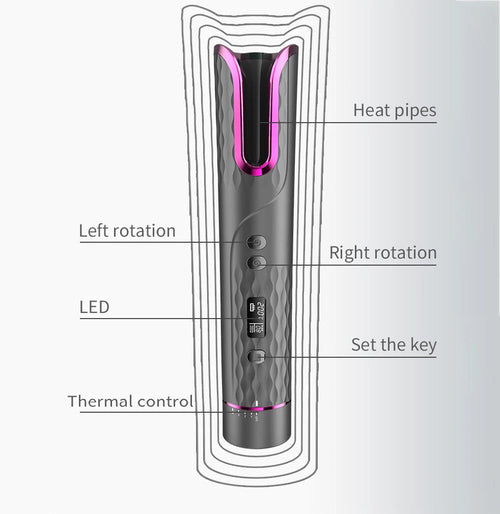 Automatic Hair Curler Electric Wireless USB Charging Portable Non-Hurt