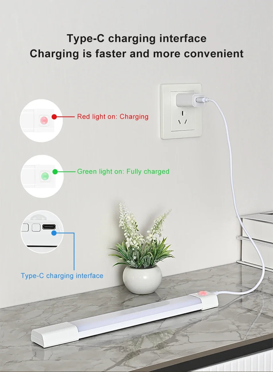 LED Closet Lights Motion Sensor Lamp Wireless Rechargeable Cabinet Night Light For Kitchen Bedroom Wardrobe Sensor Night Lamp