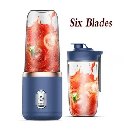 6 Blades Portable Fruit Juice Blenders Summer Personal Electric Mini Bottle Home USB Juicer Cup Machine For Kitchen