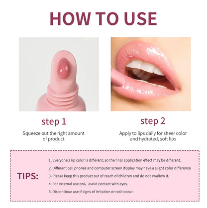 Lakerain 10ml Lip Balm Gel Texture Long Lasting Moisturizing Restore Replenish Non-Sticky Fragrance-Free Tinted Lip Serum Makeup